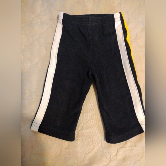 Baby Gear baby sweatpants, size 3-6M, black, white, and yellow. - Picture 1 of 7